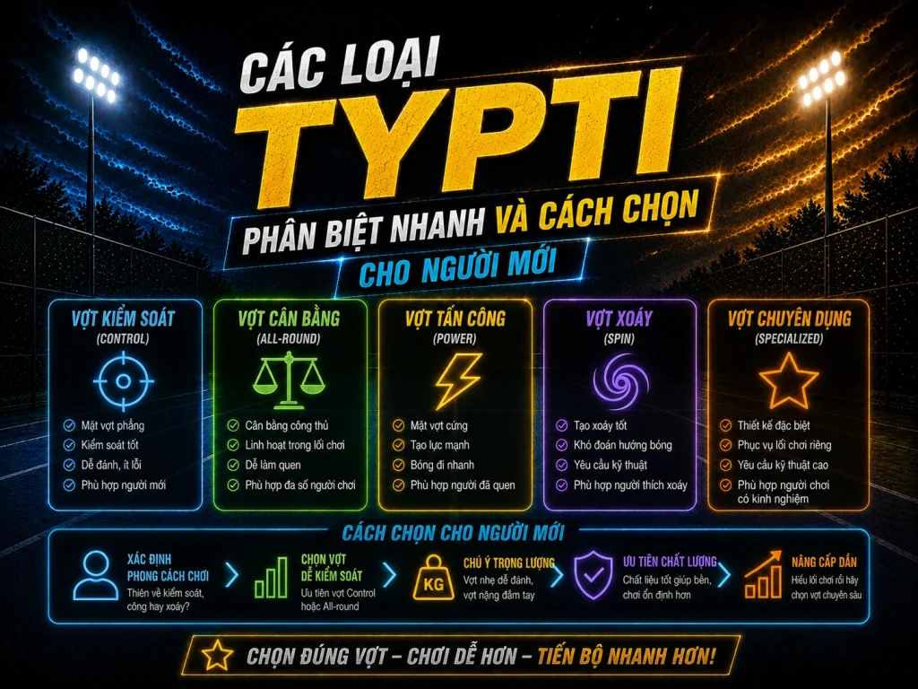 Các loại vợt TYPTI