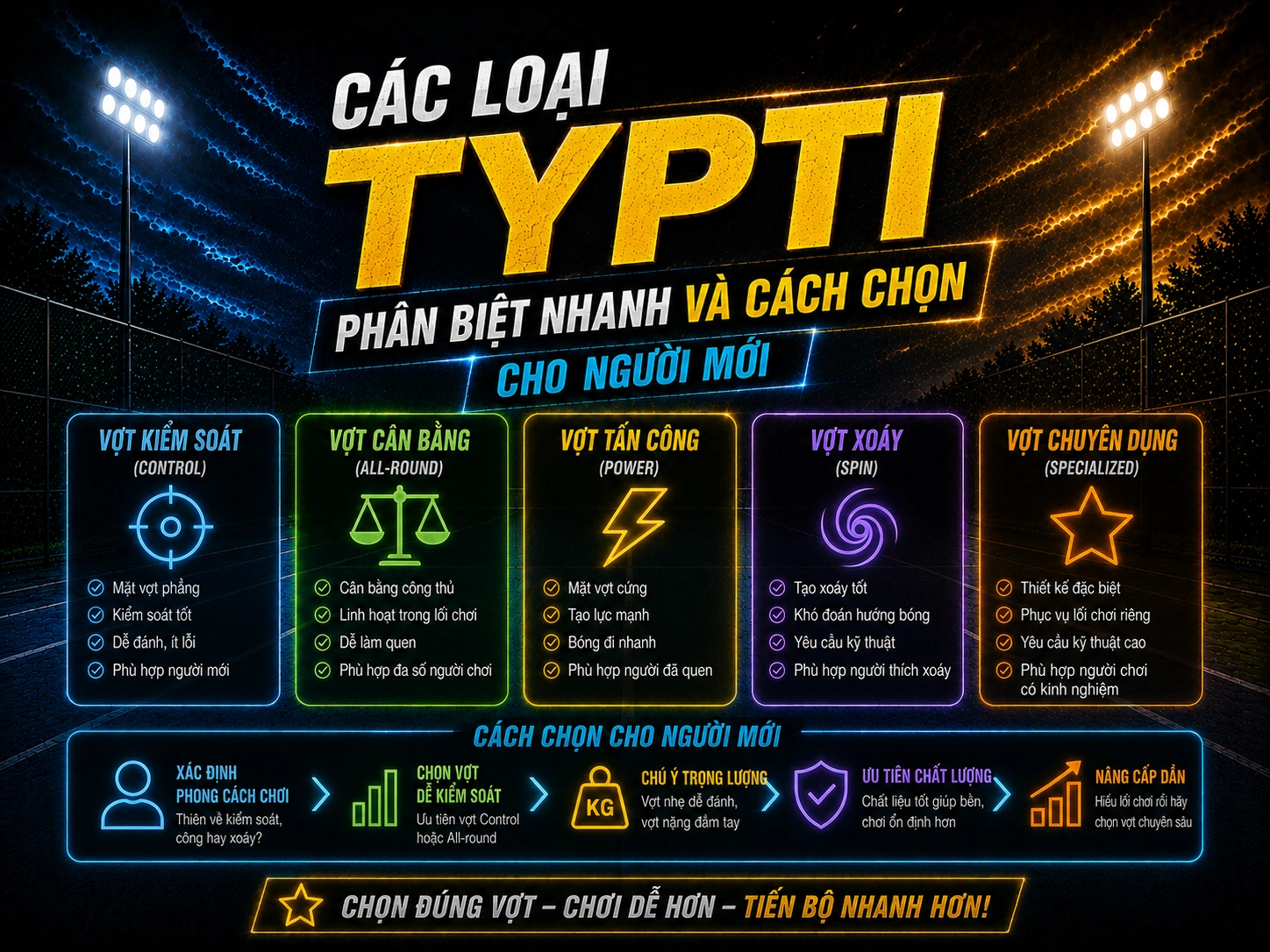 Các loại vợt TYPTI