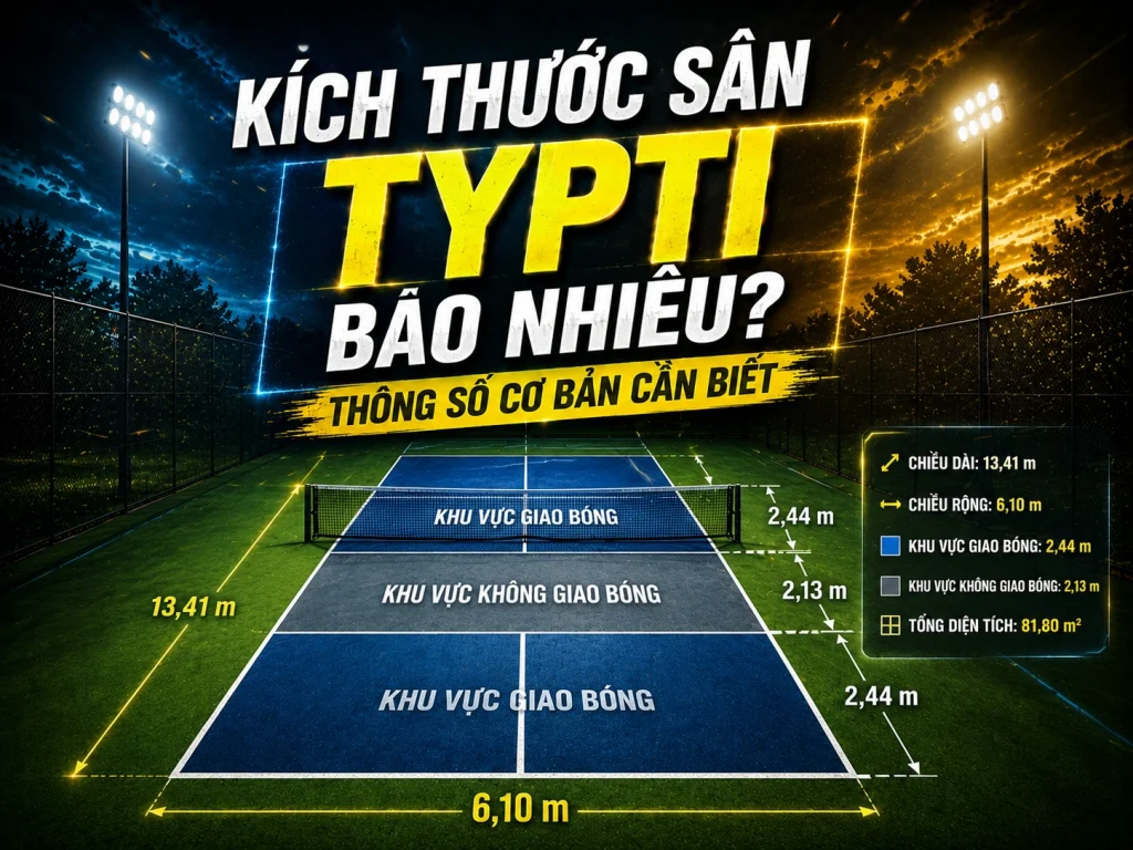 Kích thước sân TYPTI bao nhiêu